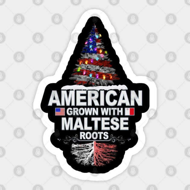 Christmas Tree  American Grown With Maltese Roots - Gift for Maltese From Malta Sticker by Country Flags